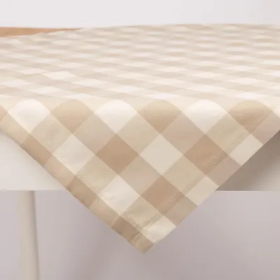 Produktbild von Tischdecke Karos beige weiß in versch. Größen von SCHÖNER LEBEN. Größe 130x160cm