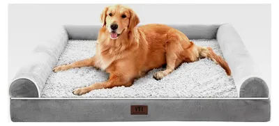 Produktbild von Orthopädisches Hundebett für mittelgroße und große Hunde, wasserdicht, mit waschbarer Abdeckung, grau, 106x76x19 cm