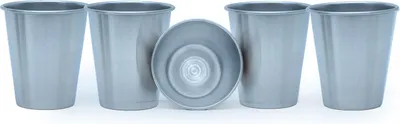 Produktbild von Intirilife 5x Stapelbare Edelstahl Becher in 85 ml - Camping Outdoor Metall Becher Tasse Glas Widerverwendbar ohne Plastik für Kinder geeignet