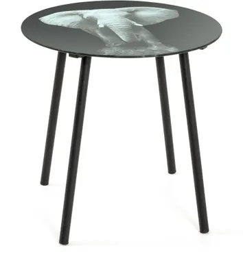 Produktbild von HAKU Beistelltisch Motiv, schwarz - Metall, Sicherheitsglas 5 mm, B/H/T: 40x41x40 cm