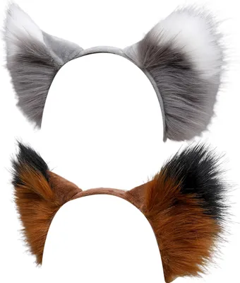 Produktbild von Katzenohren Haarreif, Anime Katze Cosplay, Fuchs Ohren Cosplay,(Gray white+camel black)