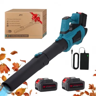Produktbild von Akku Laubbläser-Bürstenloser Motor 306 km/h,2x 4000mAh Akku,Ladegerät,5 Stufe+ Turbomodus,Handgeführter Akku-Gebläse,für Pulverschnee,Garten,Auto,Laub