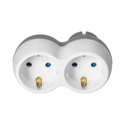 Produktbild von Steckdosen‑Verteiler 2× Schuko (2P+Z), weiß‑grau
