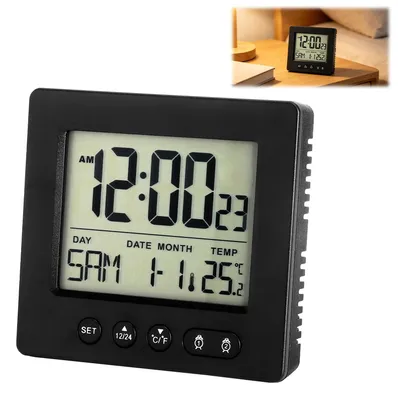 Digitaler Wecker mit Radio, 2 Alarme, Temperatur, Nachtlicht, Schwarz