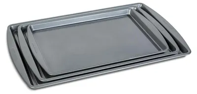 Obrázek produktu pro Baker's Secret – 3dílná sada plechů na pečení – plechy s nepřilnavým povrchem – obdélníkové formy do trouby a na gril – sada plechů na pečení a zapečené pokrmy [BS10236]