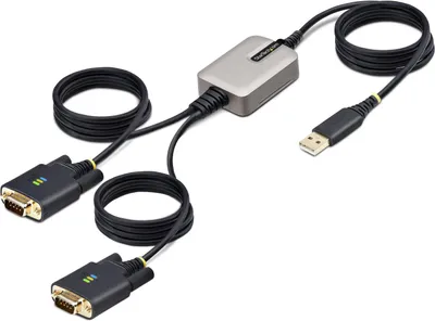 Obrázek produktu pro StarTech.com 2P6FFC-USB-SERIAL, USB-A, 2 x DB-9 RS-232, 4 m, Černá, Šedá