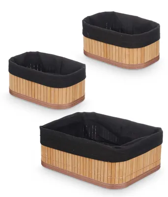 Obrázok produktu pre Bambusové koše do kúpeľne VIVID, 3 kusy, čierny materiál