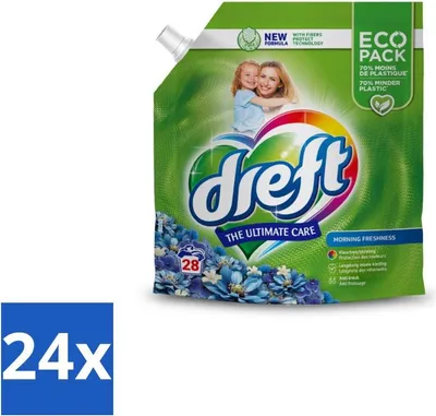 Produktbild von Dreft - Flüssigwaschmittel - Morning Fresh Refill - Frisch und sparsam - 28 Wäschen - Vorteilspack - 24 Stücke