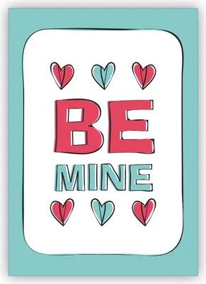 Produktbild von Schöne Retro Liebeskarte, Valentinskarte mit Herzen: Be mine