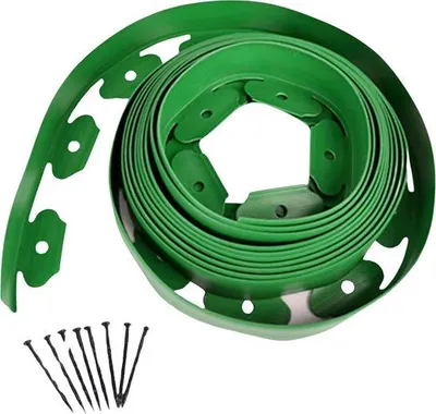 Immagine prodotto di Bolt Edge Bordatura per prati – 20 m – Bordatura flessibile in plastica – Altezza 5 cm – Con 72 picchetti – Verde – Per aiuole e prati
