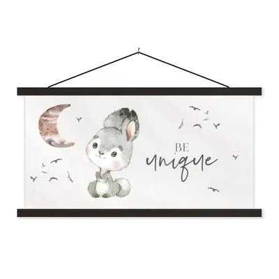 Produktbild von MuchoWow® Textilposter Zitate - Kinder - Einzigartig sein - Jungen - Mädchen - Aquarellieren 120x60 cm mit schwarzem Rahmen - Dekoration Schlafzimmer