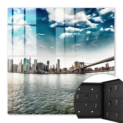 Produktbild von Metall Schlüsselkasten 30 x 30 cm - schwarzer Schlüsselschrank zur Wandmontage - wandhängende Schlüsselbox mit Tür - rechts öffnend - Schlüsselaufbewahrung für Flur - Büro - Arbeitszimmer - Werkstatt - Garage - Stadtpanorama