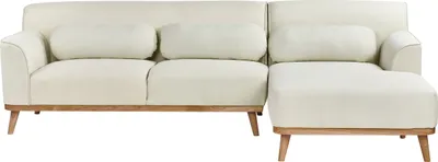 Produktbild von BELIANI Ecksofa Cremeweiß Stoffbezug L-förmig 3-Sitzer Sofa mit Chaiselongue Linksseitig Wohnzimmermöbel Modern Wohnzimmer Ausstattung Wohnecke