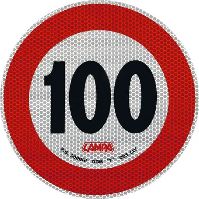 Produktbild von LAMPA Accessories Reflektierender Aufkleber 100 km/h, 200 mm Warnschild Klasse 2 für PKW-Anhänger, Wohnwagen und Caravan