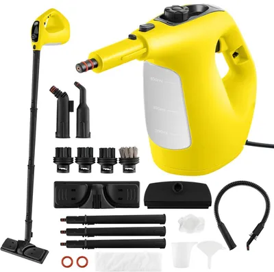 Produktbild von 1400W Handdampfreiniger mit 400ml Wassertank & 14-teiligem Zubehör, tragbarer Druckreiniger 2 bar bis zu 125℃, für Böden, Sofa (Gelb)