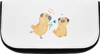 Produktbild von Mr. & Mrs. Panda Kosmetiktasche Mops Verliebt - Weiß - Geschenk, Liebe, kulturtäschchen, Sprüche, Knuffig, Hund, Make-up Organizer, Partner, Schminktasche, Kulturbeutel