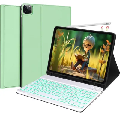 Productafbeelding van Beschermhoes met AZERTY Bluetooth-toetsenbord voor iPad Air 4/5 10.9 inch, groen