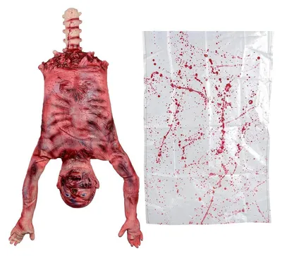 Zdjęcie produktu dla Dekoracja na Halloween: przerażające 94-centymetrowe lateksowe pół-ciało do nawiedzonego domu i na imprezę