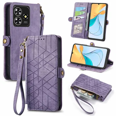 Produktbild von Für ZTE Blade A73 4G Kunstleder Zipper Wallet Tasche mit Schlaufe Schutz Hülle Case Cover Lila