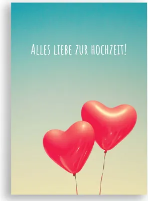 Produktbild von Friendly Fox Hochzeitskarte Luftballon, 1x Klappkarte zur Hochzeit Motiv "Ballons", Alles Liebe zur Hochzeit, DIN A6 Karte inkl. Umschlag
