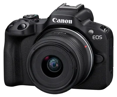 Produktbild von Canon EOS R50, Schwarz + RF-S 18-45mm F4.5-6.3 IS STM Kit, 24,2 MP, 6000 x 4000 Pixel, CMOS, 4K Ultra HD, Touchscreen, Schwarz