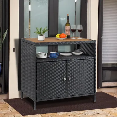 Immagine prodotto di Armadio da esterno - Cassetta da giardino - Contenitore da giardino - Deposito esterno - Mobile contenitore - Rattan resistente agli agenti atmosferici
