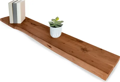 Produktbild von Steckboard mit Baumkante Wandregal Akazie massiv nussbaum lackiert 110 x 20 Amanda