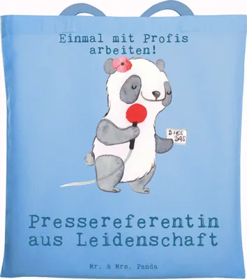 Produktbild von Mr. & Mrs. Panda dokumententasche Pressereferentin Leidenschaft - Sky Blue - Geschenk, Witzig, Spruch, Beutel, Lustig, Studium, Laptoptasche, Stoffbeutel, Schultasche