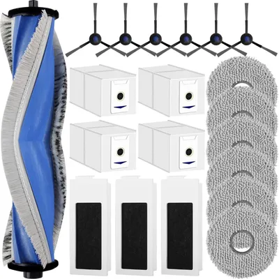 Produktbild von 20 Stück Zubehörset für ECOVACS DEEBOT T30 PRO Omni / T30 Omni / T30 Max Saugroboter, 1 Gummi-Hauptbürste 4 Staubbeutel 6 Wischtücher 3 Filter 6 Seitenbürsten, Ersatzteile Saugroboter Zubehör