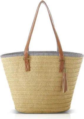 Obrázok produktu pre Slamená kabelka dámska letná taška cez rameno plážová taška boho shopper