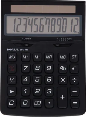 Image de Calculatrice de bureau MAUL ECO 850 Affichage LCD 1 ligne, 12 chiffres Solar 17.5 x 12.6 x 3.5 cm noir