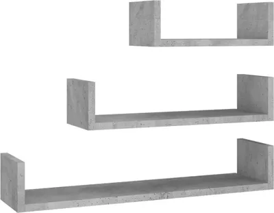 Image de vidaXL Étagère murale 3 pcs. Gris béton Bois composite