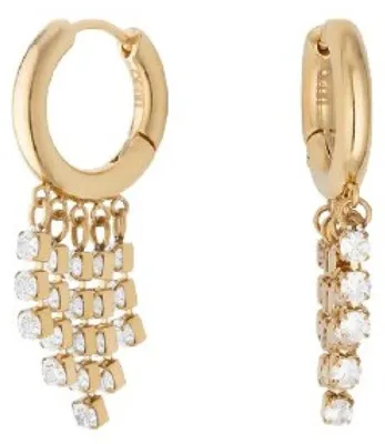 Image de Boucles d'oreilles pendantes plaquées or avec cristaux LJ2993