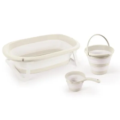Obrázok produktu pre Dolu Skladací detský kúpeľný set 3-dielny Relax Béžová Úspora miesta
