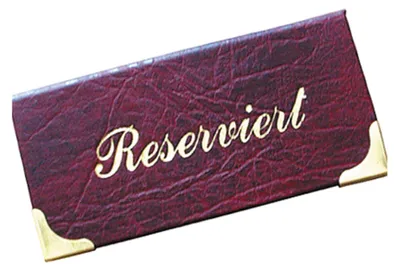 Produktbild von 1x Tischaufsteller "Reserviert" aus Kunstleder weinrot 13x6.5cm