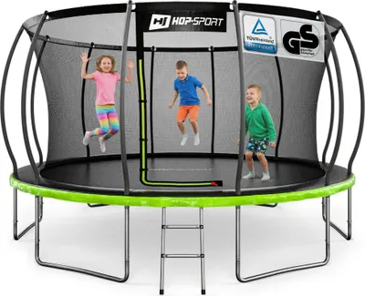 Image de Hop-Sport Trampoline de Jardin pour enfants 427 cm (14ft), Kit complet avec Filet de Sécurité Intérieur, Échelle, Robuste et Stable Max. 150 kg