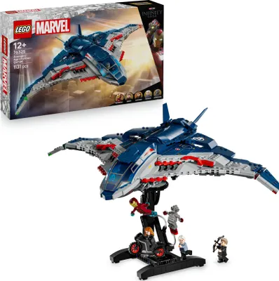 Produktbild von LEGO Marvel Avengers: Age of Ultron Quinjet – Superhelden Spielzeug Flugzeug mit Motorrad und 5 Minifiguren, darunter Iron Man, Black Widow und Ultron – Geschenk für Jungen ab 12 Jahren – 76325