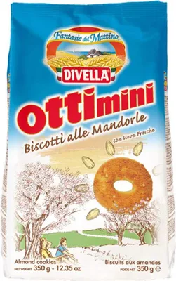 Produktbild von Divella Ottimini Biscotti alle Mandorle Shortbread Kekse mit gehackten Mandeln 350g biscuits cookies italienische Kekse