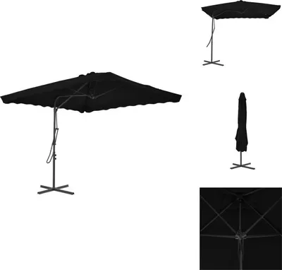 Zdjęcie produktu dla vidaXL Parasol ze stalowym drążkiem czarny 250x250x230 cm - Parasole i parasole przeciwsłoneczne