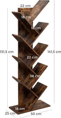 Zdjęcie produktu dla Regał drzewko VASAGLE, 8 półek, rustykalny brąz, 141 cm