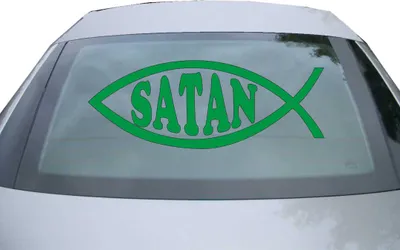 Produktbild von Indigos UG - Aufkleber Heckscheibe & Motorklappe DE2204 - grün - 600x225 mm - Satan Fisch - Auto Scheiben Fenster Heckklappe Tuning Racing JDM - Die cut