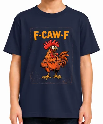 Zdjęcie produktu dla F-CAW-F, Zabawny kogut, farma, napis, vintage, koszulka dla dzieci, granatowa, rozmiar 140