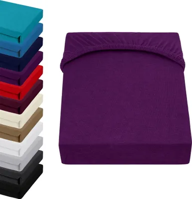 Produktbild von Premium Spannbettlaken für Boxspringbett/Wasserbett 180x200-200x220cm +40cm STEG , Farbe: Aubergine