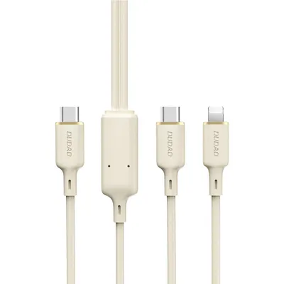 Immagine prodotto di Cavo 2W1 Dudao L7Sf Usb-C - Usb-C / Lightning 100W 1,2M - Beżowy
