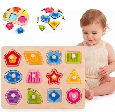 Productafbeelding van Tooky speelgoedpuzzel Montessori-vormleerpuzzel met punaises