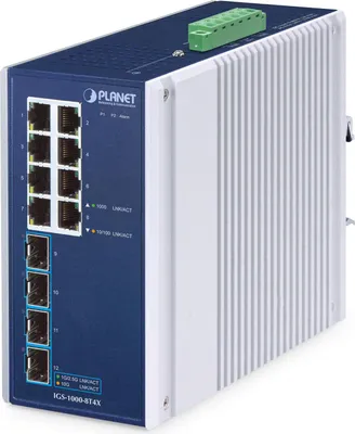 Immagine prodotto di Planet Technology Corp. IGS-1000-8T4X Planet Industrial 8-Port Switch IGS-1000-8T4X