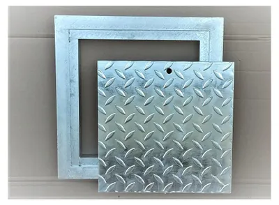Produktbild von Schachtabdeckung für PKW, befahrbar, 20 x 20 cm mit Rahmen und Tränenblechdeckel, verzinkt