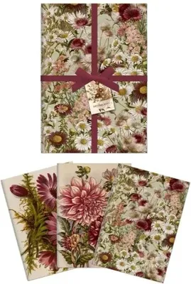 Produktbild von Set mit 3 Notizbüchern im Format A6, mit violetten Blumenmuster – Skona Ting