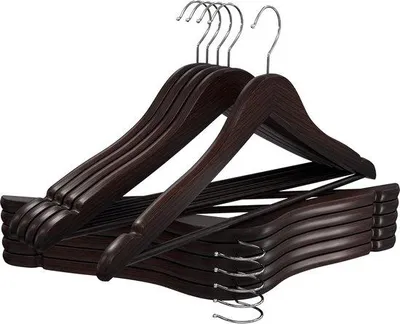 Produktbild von Famanu Holzkleiderbügel mit Anti-Rutsch-Beschichtung und Schulterkerben - 360 Grad drehbarer Haken - Set von 20 - Walnuss