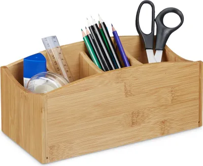 Produktbild von relaxdays Schreibtischorganizer Bambus 4 Fächer